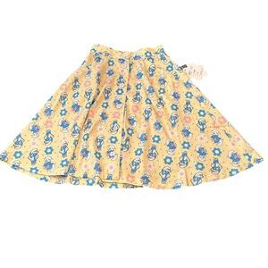 Unique Vintage Smurfs Floral A-Line Skirt Women's XS Multicolor Casual